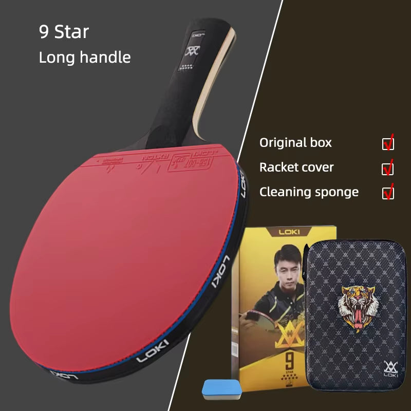9 Star Table Tennis Racket Professional 5+2 Carbon Ping Pong Paddle 6/7/8/9 Star Ultra Offensive with Sticky Rubbers
