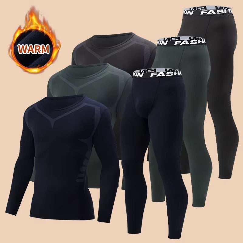 2/4 Pcs Autumn/Winter Men'S Black Long Sleeved Pants Underwear Set Youth Fitness Running Base Sports Shirt Casual Stretch Pants